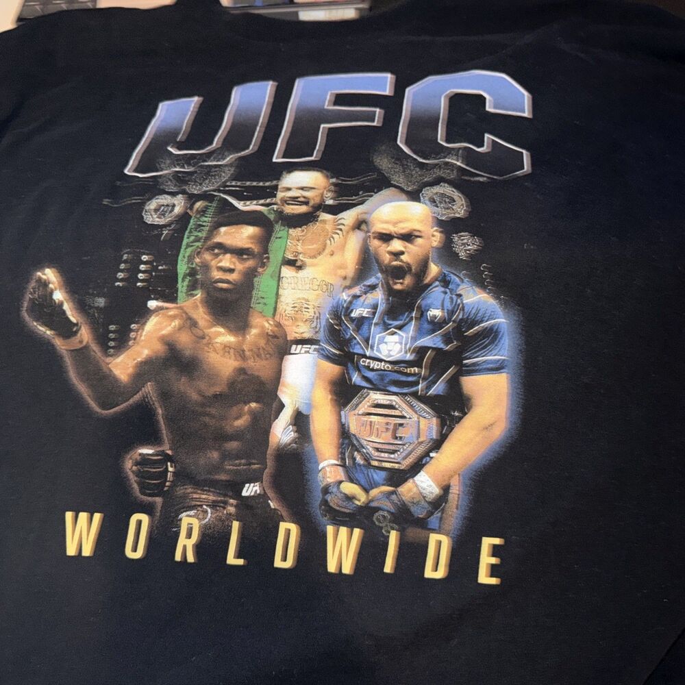 UFC World Wide Black T-shirt Jon Jones Adesanya Mcgregor Men’s Size 3 XL